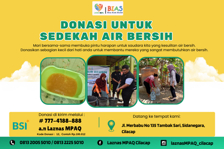 Donasi Sedekah Air Bersih untuk masyarakat Dusun Congot dan Karangbenda, Cilacap